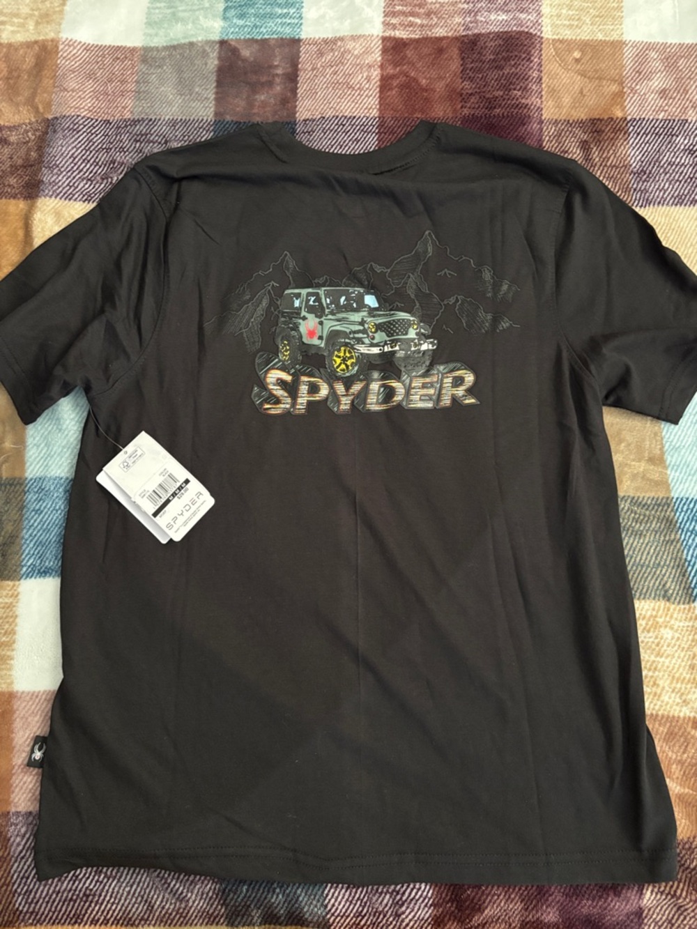 Spyder JEEP Black Short-Sleeve Tee with Off-Road Graphic